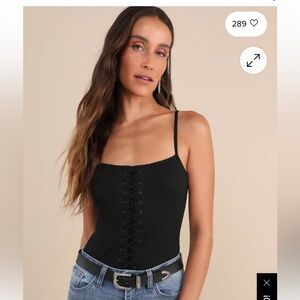 Lulu's Black Lace-Up Bodysuit